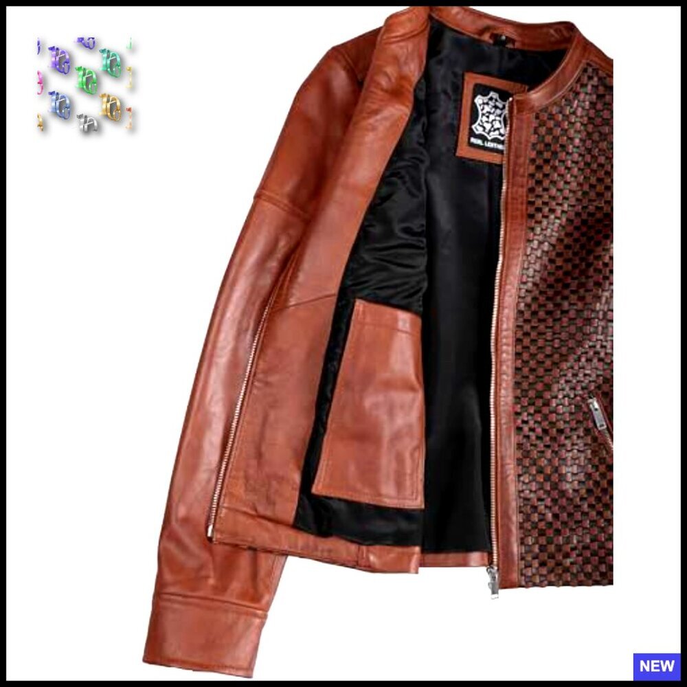 Slim Fit Lambskin Leather Jacket Classic Cafe Racer Style Quilted Design - Picture 5 of 6